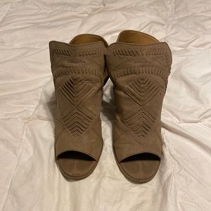 Brown peep toe booties